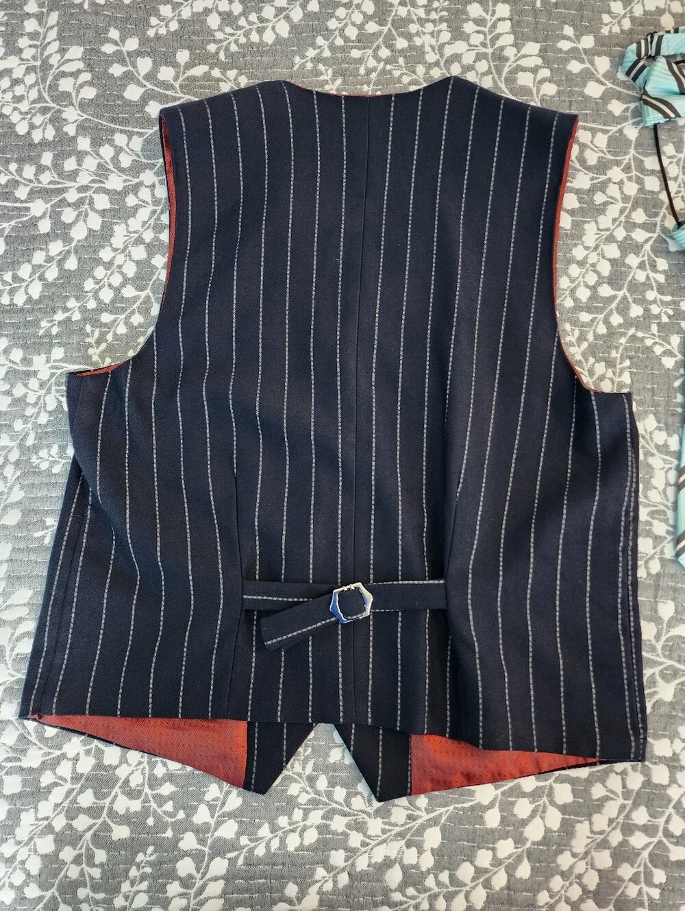 Boy's Suit 6-Piece Blue Pinstripe Formal Vest Set, Size 14